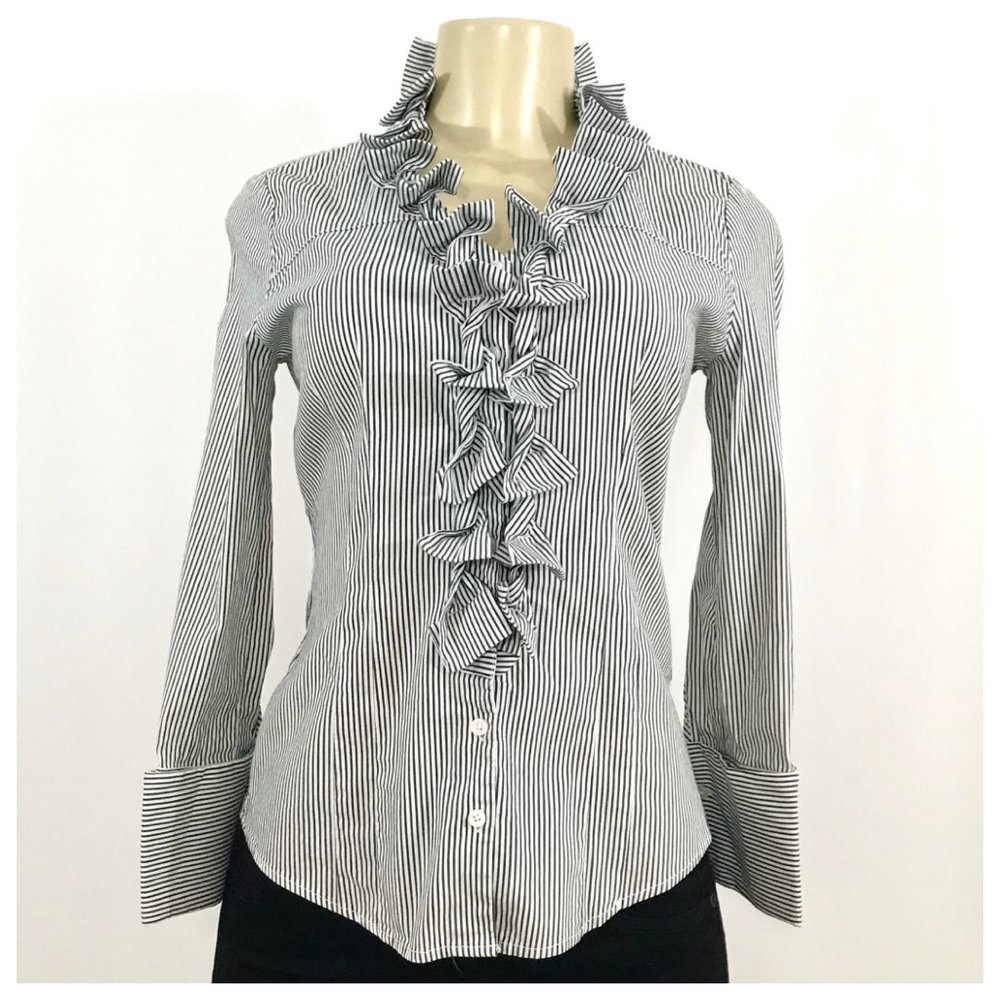 Gray & White Button Down Blouse X-Small